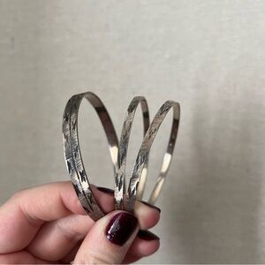 Silver/Pewter Bracelet Set with Etched Details